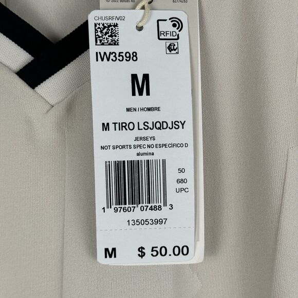 Adidas Sportswear Tiro Long Sleeve Jacquard Soccer Jersey IW3598 Beige Size M - Picture 4 of 8